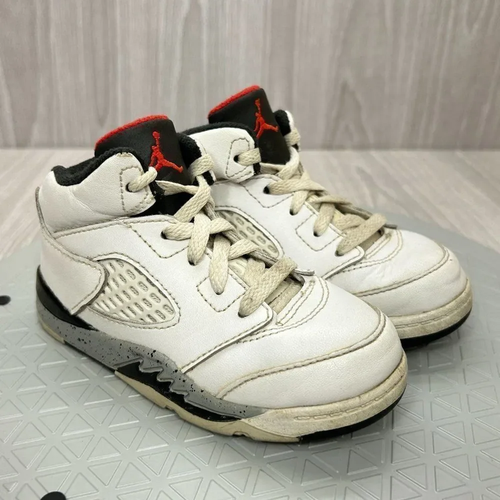 Nike Air Jordan 5 Retro TD White Cement Toddler Sneakers Shoes 440890-104 Sz 8C - Picture 3 of 12